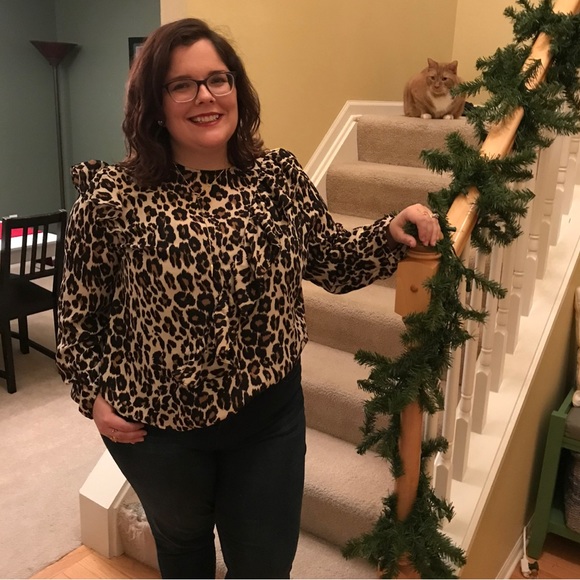 **SOLD**Lane Bryant Animal Print Blouse | Long sleeve & Ruffled! - Picture 2 of 5